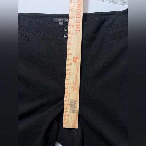 Eileen Fisher Soft Viscose Classic Black Straight Leg Pants. 2 Button Closure. - Picture 7 of 12